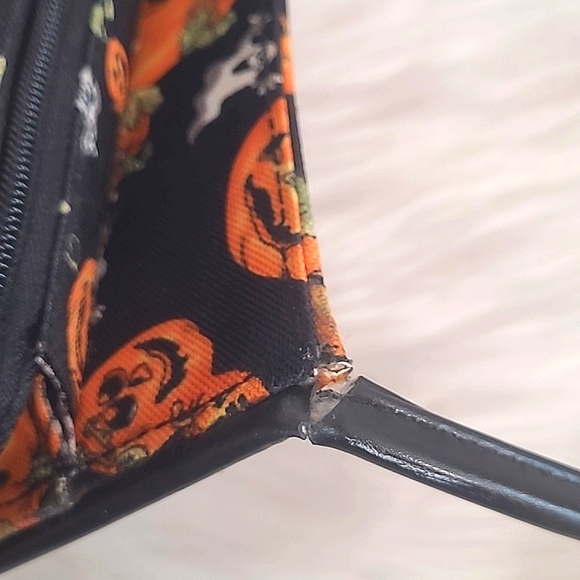 Pumpkin & Ghost Mini Halloween Print Zip Square Shoulder Bag Purse Tote 10" - Picture 11 of 17
